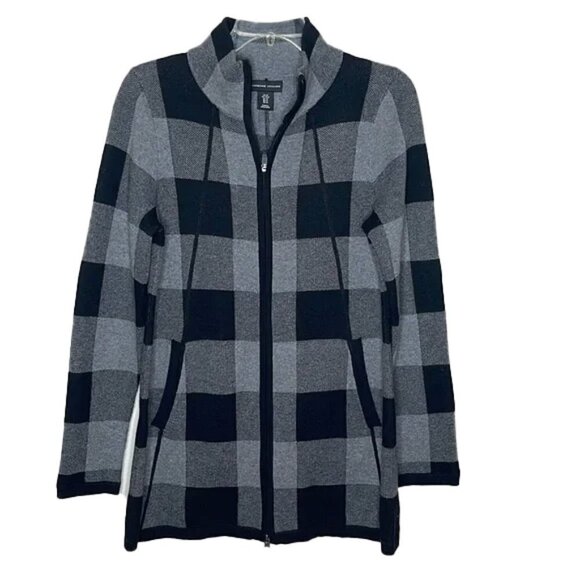 ADRIENNE VITTADINI Plaid Zipup Sweatshirt Size M - Picture 1 of 4